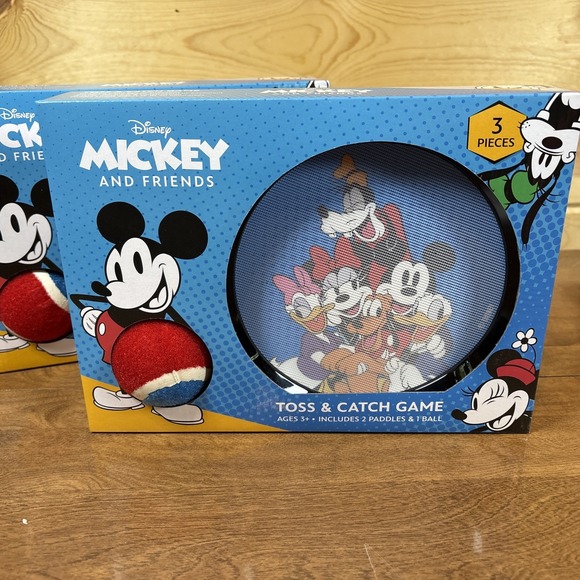 2~Disney Mickey and Friends Toss and Catch Game, Grip Paddles - Picture 2 of 3